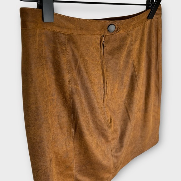 FREE PEOPLE Brown Rumi Ruched Faux Suede Mini Skirt - Picture 5 of 8